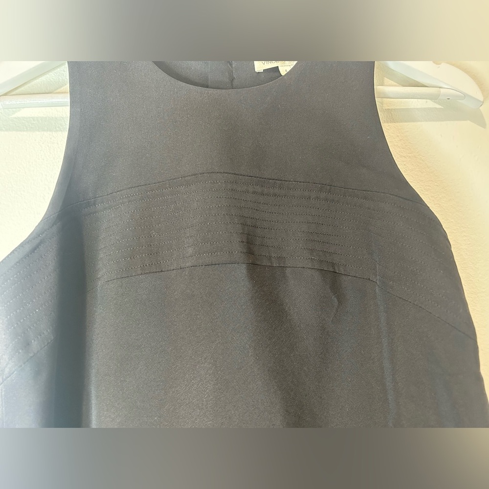 VINCE - Black 100% Silk Sheath Button Down Back Sleeveless Dress Size 4 - Picture 3 of 9